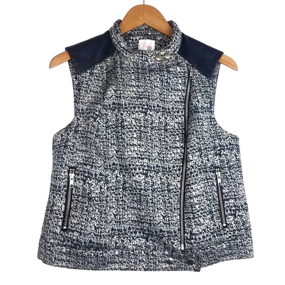 Blue Leather & Metallic Shiny Vest Large Parker